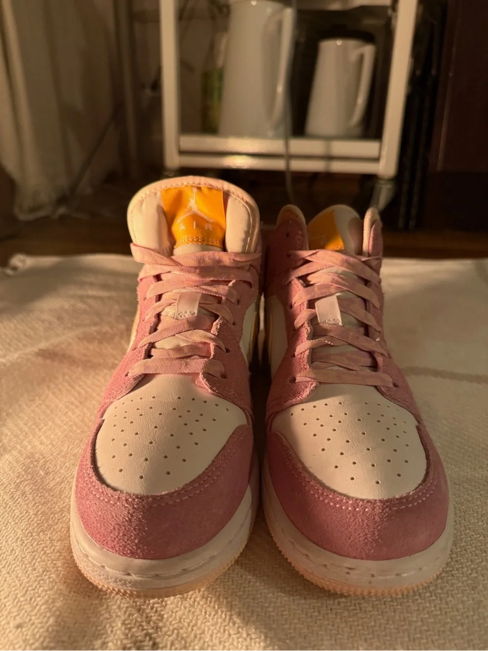 Nike Mid-Top Sneakers in Pink, Yellow & White